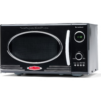 Nostalgia Retro Countertop Microwave Oven - Large 800-Watt - 0.9 Cu Ft - 12 Pre-Programmed Cooking Settings - Digital Clock - Kitchen Appliances - Black