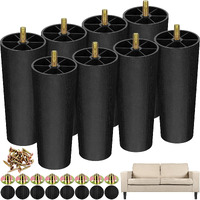 Turstin 8 Pack 6 Inch Plastic Furniture Legs With M8 T-Nuts Screws Tapered Sofa Couch And Chair Legs Replacement Furniture Legs For Diy Projects Sofas Coffee Tables Dressers Beds