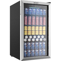Euhomy Beverage Refrigerator And Cooler, 126 Can Mini Fridge With Glass Door, Small Refrigerator With Adjustable Shelves For Soda Beer Or Wine, Perfect For Home/Bar/Office (Slive).