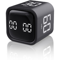 Vewingl Cube Timer,Rotation Timer,5/10/30/60 Minutes And Custom Countdown,Productivity Timer,Pause And Resume,Silent,Vibrate And Adjustable Sound Alarm For Tasks,Work,Study,Kitchen (F4, Black)