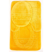 Wpm World Products Mart 3 Piece Bath Rug Set Pattern Bathroom Rug (20""X32"")/Large Contour Mat (20""X20"") With Lid Cover (Yellow)