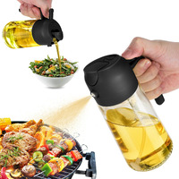 Trendplain 16Oz Oil Dispenser Bottle For Kitchen - 2 In 1 Olive Oil Dispenser And Oil Sprayer - 470Ml Olive Oil Bottle - Oil Sprayer For Cooking, Kitchen, Salad, Barbecue Black