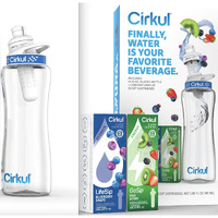 Cirkul 32Oz Plastic Starter Kit W/Navy Blue Lid, 2 Flavor Cartridges Blueberry Grape & Kiwi Berry