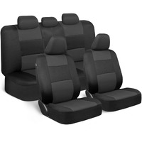 Bdk Polypro Car Seat Covers Full Set In Charcoal On Black - Front And Rear Split Bench For Cars, Easy To Install Cover Set, Accessories Auto Trucks Van Suv