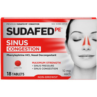 Sudafed Pe Sinus Congestion Maximum Strength Non-Drowsy Decongestant Tablets, 18 Ct