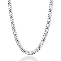 Miabella Solid 925 Sterling Silver Italian 5Mm Diamond Cut Cuban Link Curb Chain Necklace For Women Men, Made In Italy (24 Inches)