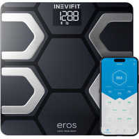 Inevifit Eros Bluetooth Body Fat Scale Smart Bmi Highly Accurate Digital Bathroom Body Composition Analyzer With Wireless Smartphone App 400 Lbs 11.8 X 11.8 Inch (Black)
