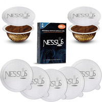 Nessus 100 Pcs Original Aluminum Foil Lids From Vertuo Reusable Pods Kit, [Alseal Ez Fit] For Nespresso Refillable Pods, Compatible With Nespresso Vertuoline Machine(Foil Seals Only)