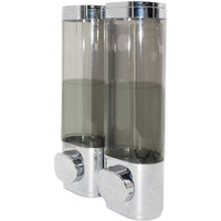 2-Chamber Soap Dispensers Wall Mount,400Ml Bathroom Shower Pump Dispenser,Press Manually Lotion Shower Soap Dispenser Usefor Home,Bath,Kitchen,Hotels,Restaurants(Silver)