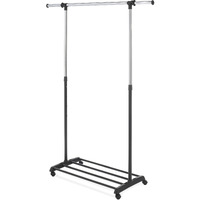 Whitmor Deluxe Adjustable Garment Rack - Rolling Clothes Organizer - Black And Chrome
