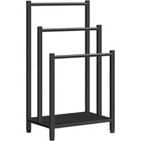 Hoobro Free Standing Towel Rack, 3 Tier Blanket Rack, Blanket Holder For Bathroom, 16.9"" L X 11"" W X 31.9"" H, Industrial Metal Drying And Display Rack With Shelf, Black Bb03Lb01