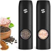 Electric Salt And Pepper Grinder Set (2 Pack), Rechargeable - No Battery Needed - Automatic Salt Pepper Mill Grinder, Adjustable Coarseness, Led Light, One-Hand Operation For Kitchen Bbq