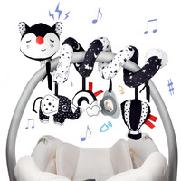 Xixiland Musical Car Seat Toys Black And White Baby Toys, Infant Toys 0-6 Months Stroller Toys Newborn Toys, High Contrast Baby Toys For Newborn, For 0 3 6 9 12 Months Girls Boys Babies