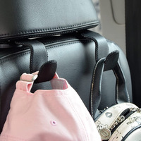 Car Hooks Universal Car Vehicle Back Seat Headrest Hanger Holder Hook Microfiber Leather & Stainless Steel For Bag Purse Cloth Drink Grocery (Black)