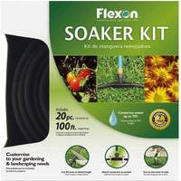 Flexon Ws100Kitcn 20-Piece Soaker Hose Kit, 100 Ft, Black