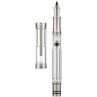 Asvine V200 Titanium Fountain Pen Vacuum Filling, Germany Bock Fine Point Clear Transparent Acrylic Smooth Writing Pen Case