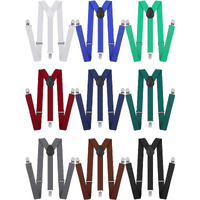 Handepo 9 Pieces Y Back Style Unisex Suspenders Adjustable Elastic Suspenders For Men Women Rainbow Suspenders With Clip For Pants (Classic Color)