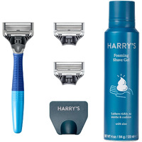 Harry's Razors For Men - Shaving Kit For Men Includes A Mens Razor Handle, 3 Razor Blade Refills, Travel Blade Cover, And 4 Oz Shave Gel
