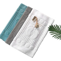 Bath Mats [Not A Bathroom Rug] Cotton Banded Machine Washable Shower Bathroom Floor Towel Terry Towelling Tub Shower Bathroom Mat (Feet Grey)