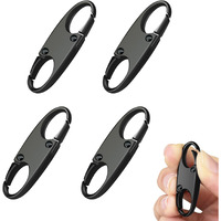 Zipper Clip Theft Deterrent,Double Opening Zipper Pull Replacement,Detachable Zipper Connectors Zipper Lock-Black 4Pcs