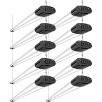 Bbounder 10 Pack Linkable Led Utility Shop Light, 4400 Lm, 6500K Cool Daylight, 4 Ft Integrated Fixture For Garage, 40W Equivalent 250W, Surface + Suspension Mount, Black