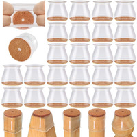 24 Pcs Chair Leg Floor Protectors For Hardwood Floors Silicone Covers To Protect Wood Tile Floors Felt Pads Furniture Leg Caps Non Slip Reduce Noise (Large-Clear)