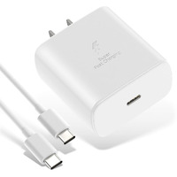 For 45W Samsung Charger Super Fast Charging Usb Type C Charger Pd Pps For Samsung Galaxy S24 S23 S22 Ultra Plus S20 Tab S8 S7 Fe Ultra Plus Note 20 S21 A53 A52 Z Fold Flip 4 6.6Ft 5A Type-C Cord White