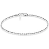Miabella Solid 925 Sterling Silver Italian 2Mm, 3Mm Diamond-Cut Braided Rope Chain Bracelet For Women Men, Made In Italy (2Mm - Length 6.5 Inches (X-Small))