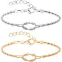 Love Knot Snake Chain Infinity Bracelet For Women 925 Sterling Silver Gold-Plated Bracelet Matching Bracelets For Couples Friendship Relationship Bracelet Valentine Christmas Gifts For Her Jewelry,