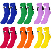 Jarthenaamcs 6 Pairs Holding Hands Socks Rainbow Colors Magnetic Hand In Hand Socks For Holiday Birthday Party Gift Supplies