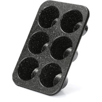 Monfish Jumbo Deep Muffin Pan 6 Cup Black Granite Finish Extra Large Cupcake Tin Carbon Steel Baking Pan