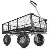 Gorilla Carts 800 Pound Capacity Heavy Duty Durable Steel Mesh Convertible Flatbed Garden Outdoor Hauling Utility Wagon Cart, Black