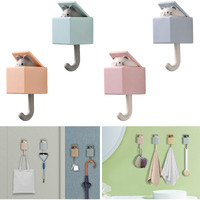 Fuzskwid 4 Pcs Cute Pet Hooks,Cat Key Hooks For Wall,Creative Adhesive Coat Hook For Coat, Scarf, Hat, Towel,Key, Bag, Utility Cat Hook For Wall Hanging Decorations(4 Colors)