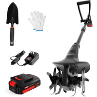 Mzk 20V Cordless Tiller Cultivator With 24 Steel Tines,7.8-Inch Wide Battery Powered Garden Cultivator, Mini Tiller For Gardening, (2Ah Battery And Charger Included)