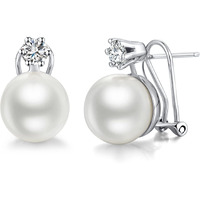 Pearl Stud Earrings Pearl Diamond Earrings Pearl Earrings Silver Pearl Stud Pearl Earrings For Women 13Mm Large Pearl Dangle Earrings Sterling Silver Pearl Cz Earring Wedding Han Han