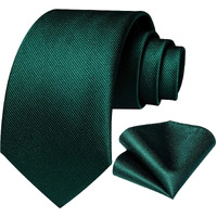 Dibangu Solid Emerald Green Tie For Men Wedding Business Silk Necktie Handkerchief Plain Ties And Pocket Square Set