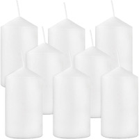 Set Of 8 Unscented Pillar Candles 2"" X 4"",White Candles For Home Decor,Church,Restaurants,Spa,Emergency Light,All Occasions