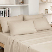 Homeideas Queen Size Bed Sheets - 6 Piece Set (Cream/Beige) - Extra Soft Brushed Microfiber 1800 Bedding Sheets, Deep Pocket, Wrinkle & Fade Free