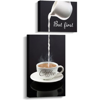 Coffee Bar Wall Decor For Kitchen - But First Coffee Sign - Kitchen Canvas Wall Art For Modern Home Dining Room Decorative (But First Coffee)