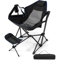 Happygrill Hammock Camping Chair Folding Camping Swinging Chair With Retractable Footrest, Cozy Head Pillow, Carrying Bag, Portable Lightweight Rocking Chair For Camping Fishing Picnic