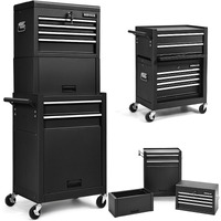 Ironmax Tool Cabinet On Wheels, 6-Drawer Lockable Rolling Tool Chest W/ 4 Universal Wheels, 2 In 1 Detachable Tool Box Storage Organizer For Garage Workshop Repair Shop, Black