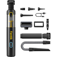Fanttik Slim V8 Apex Car Vacuum, 19000Pa High Power, 4 In 1 Portable Mini Vacuum, 2.5H Type-C Fast Charge, 40 Mins Runtime, Robustclean Handheld Vacuum For Car, Home, Keyboard Cleaning, Black