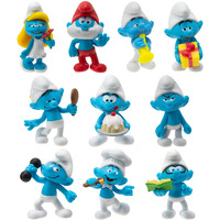The Smurfs 40Th Anniversary Classic Figure 10 Pack - Features 2-Inch Smurfette, Grouchy, Greedy, Papa Smurf, Brainy, Hefty, Vanity, Harmony, Jokey, Chef - Authentic Details, Gold
