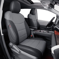 Coverdream Custom Seat Covers For Select Toyota Sienna Le & Xle (8 Seats) 2021 2022 2023 2024,Full Coverage Leather Seat Protector (Black/Gray,Full Set)