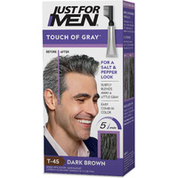 Just For Men Touch Of Gray, Mens Hair Color Kit With Comb Applicator For Easy Application, Great For A Salt And Pepper Look - Dark Brown, T-45, Pack Of 1