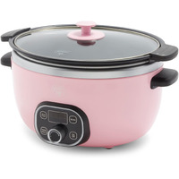 Greenlife Cook Duo Healthy Ceramic Nonstick Programmable 6 Quart Family-Sized Slow Cooker, Pfas-Free, Removable Lid And Pot, Digital Timer, Adjustable Temperature Control, Dishwasher Safe Parts, Pink