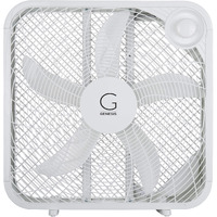 Genesis 20"" Box Fan, 3 Settings, Max Cooling Technology, Carry Handle, White (G20Box-Wht)