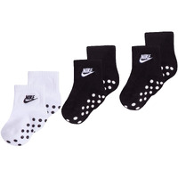 Nike Children's Apparel Baby Mid Cut Quarter Gripper Socks, Black/White, 6/12M