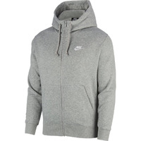 Nike Men's Sportswear Club Fleece Full Zip Hoodie, Fleece Zip-Up Hoodie Men, Dark Grey Heather/Mattelic Silver/White, M