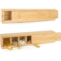 Tabtime Bamboo Weekly Pill Organizer, 7 Day Tablet Organizer, Perfect As A Vitamin Or Supplement Organizer